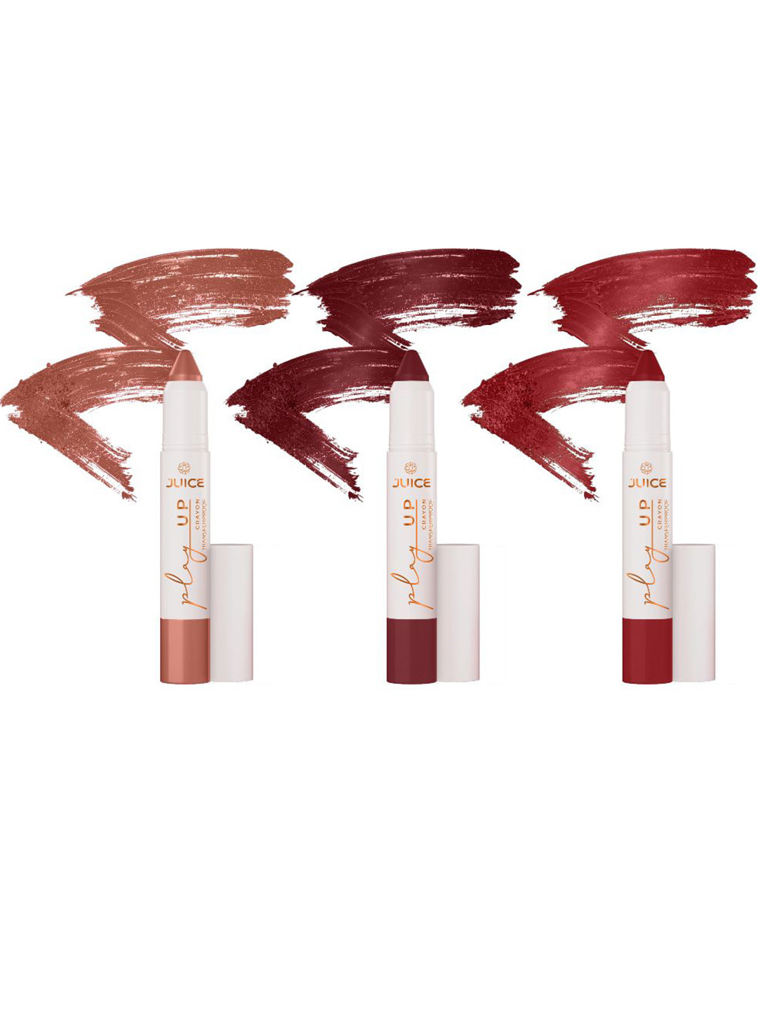 

JUICE Set Of 3 Play Up Transfer Proof Lip Crayon Lipstick - 9 g Each - M01- M10- M12, Brown