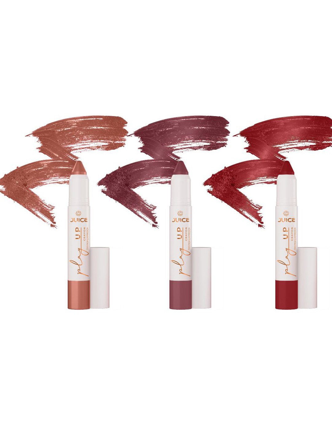 

JUICE Set Of 3 Play Up Transfer Proof Lip Crayon Lipstick - 9 g Each - Mcr01 Mcr05 Mcr10, Brown
