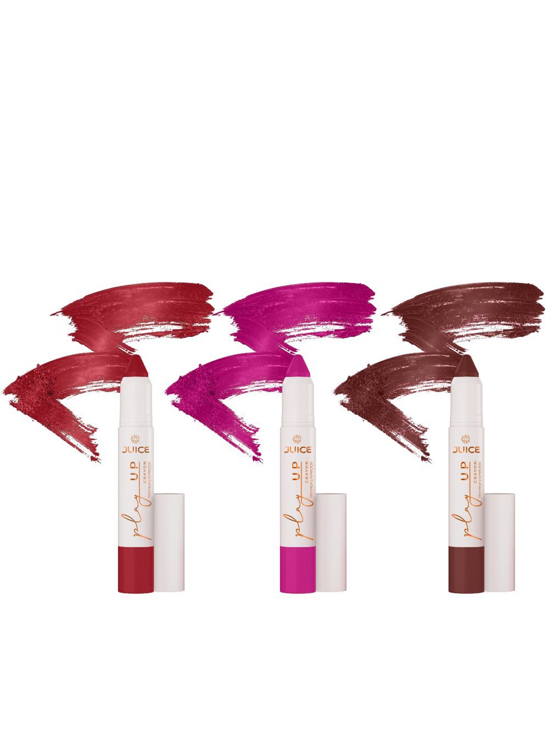 

JUICE Set Of 3 Play Up Transfer Proof Lip Crayon- 9 g Each -Shade- M04- M07- M08, Maroon