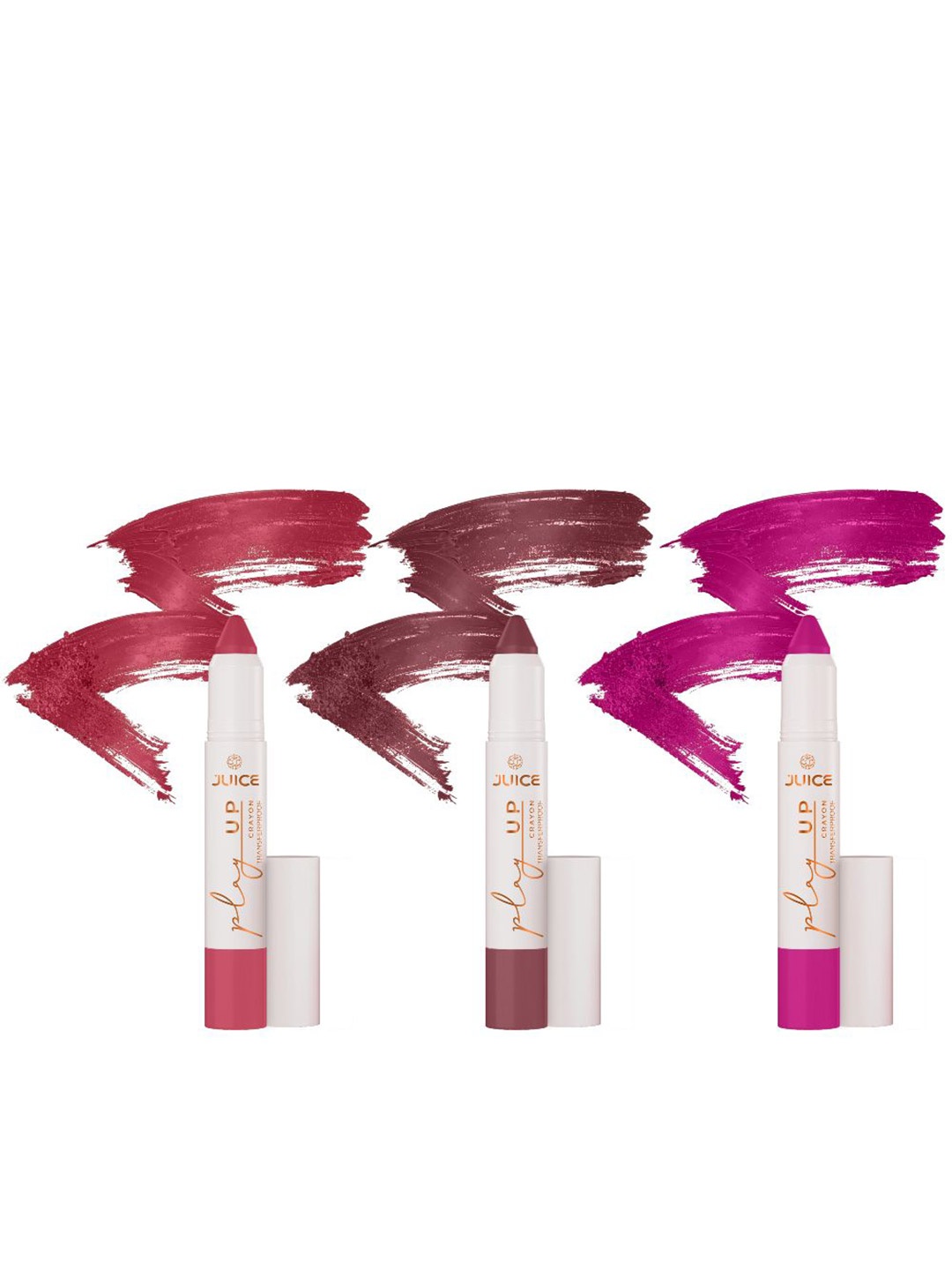 

JUICE Set Of 3 Play Up Transfer Proof Lip Crayon - 9g Each - MCR05 MCR06 MCR07, Pink