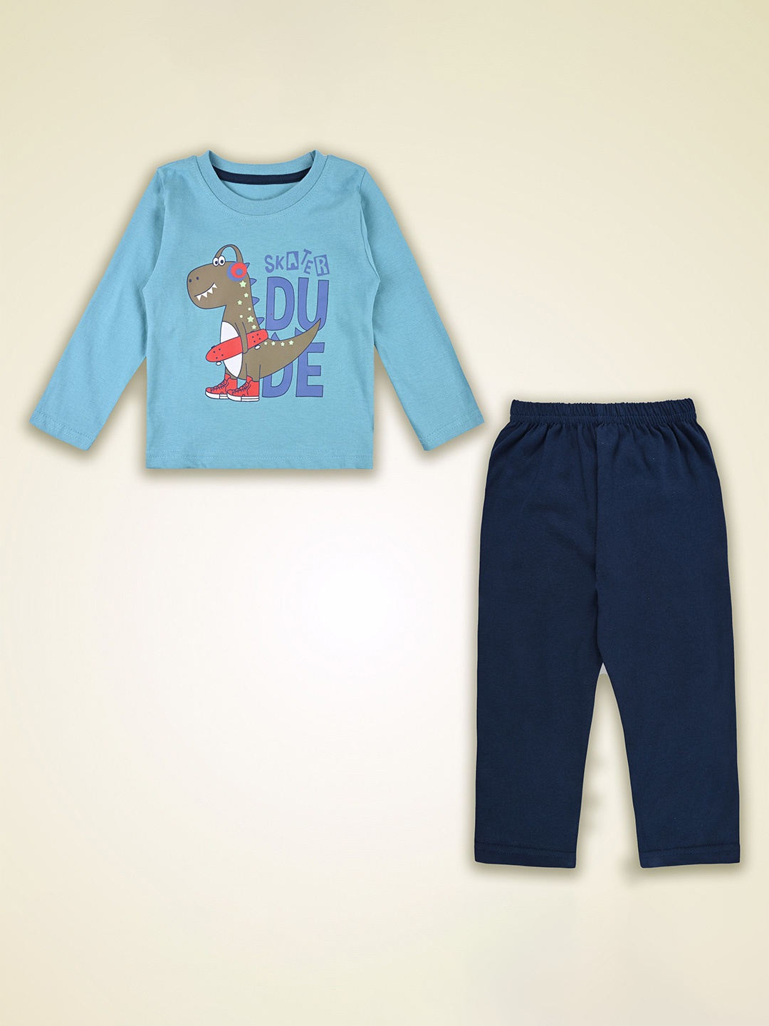 

Wish Karo Boys Printed Round Neck Long Sleeves T-Shirt With Trouser, Blue