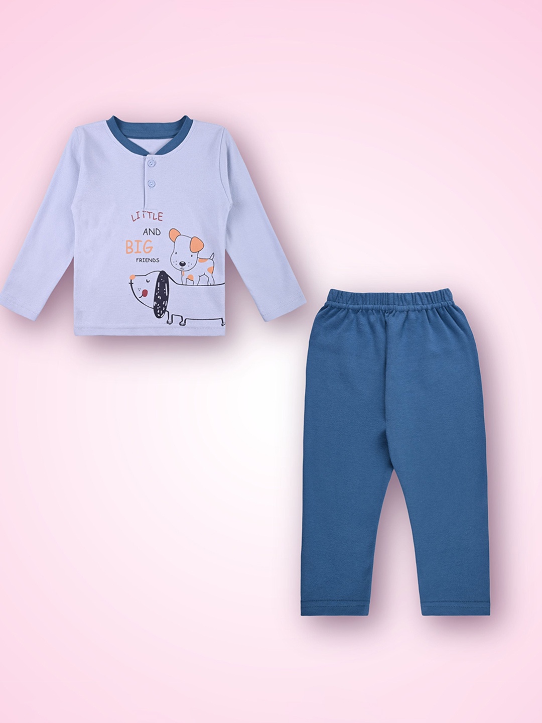 

Wish Karo Boys Printed Round Neck Long Sleeves T-Shirt With Trouser, Blue