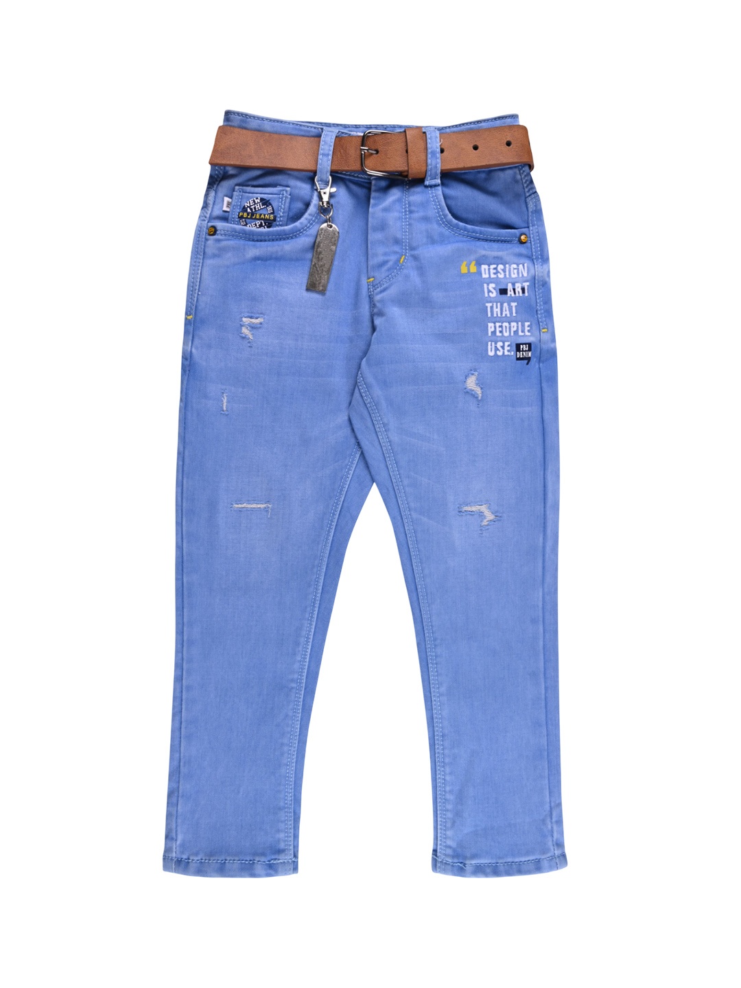 

Wish Karo Boys Printed Regular Fit Jeans With Belt, Blue