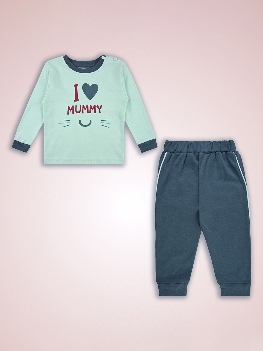 

Wish Karo Boys Printed Round Neck Long Sleeves T-Shirt With Jogger, Blue
