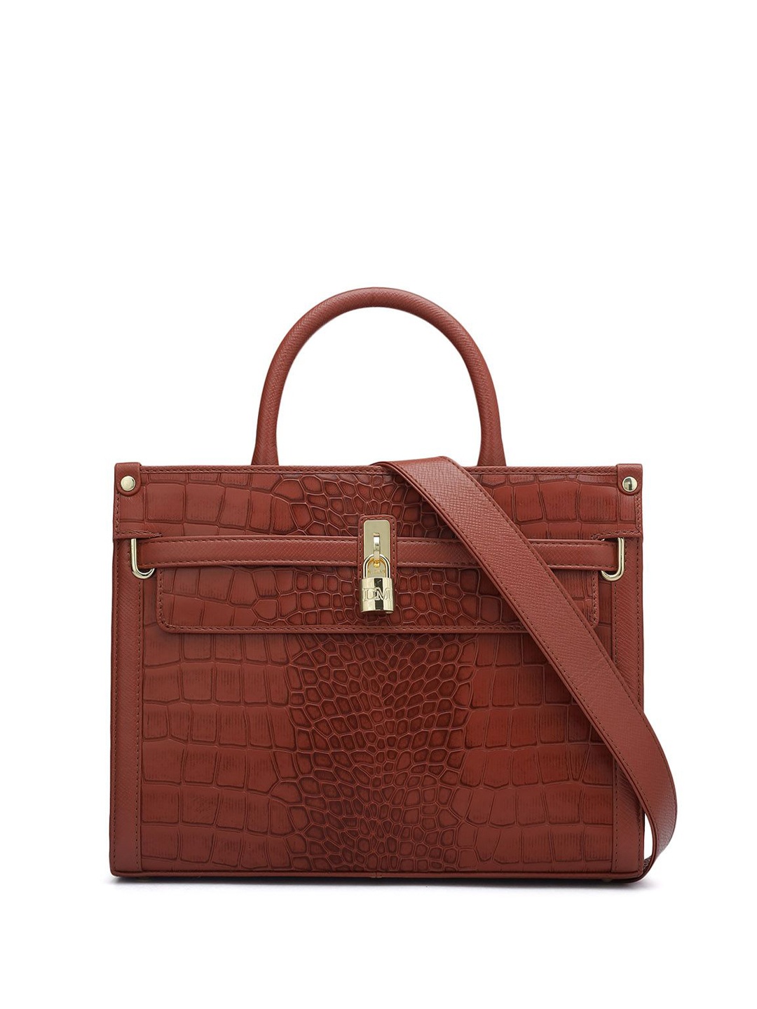

Da Milano Women Textured Structured Leather Handheld Bag, Brown