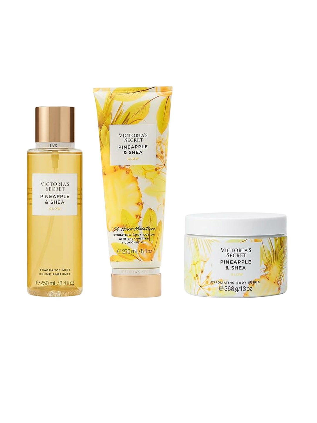 

Victoria's Secret Pineapple Shea Glow Natural Beauty Hydrating Body Lotion- 236 ml, Yellow