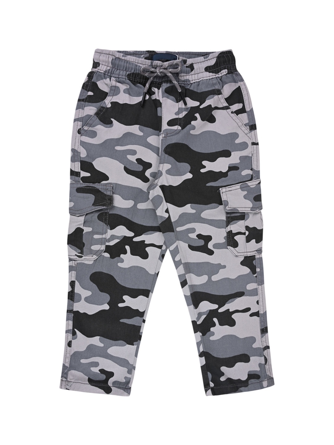 

Wish Karo Boys Camouflage Printed Mid-Rise Cotton Cargos, Grey