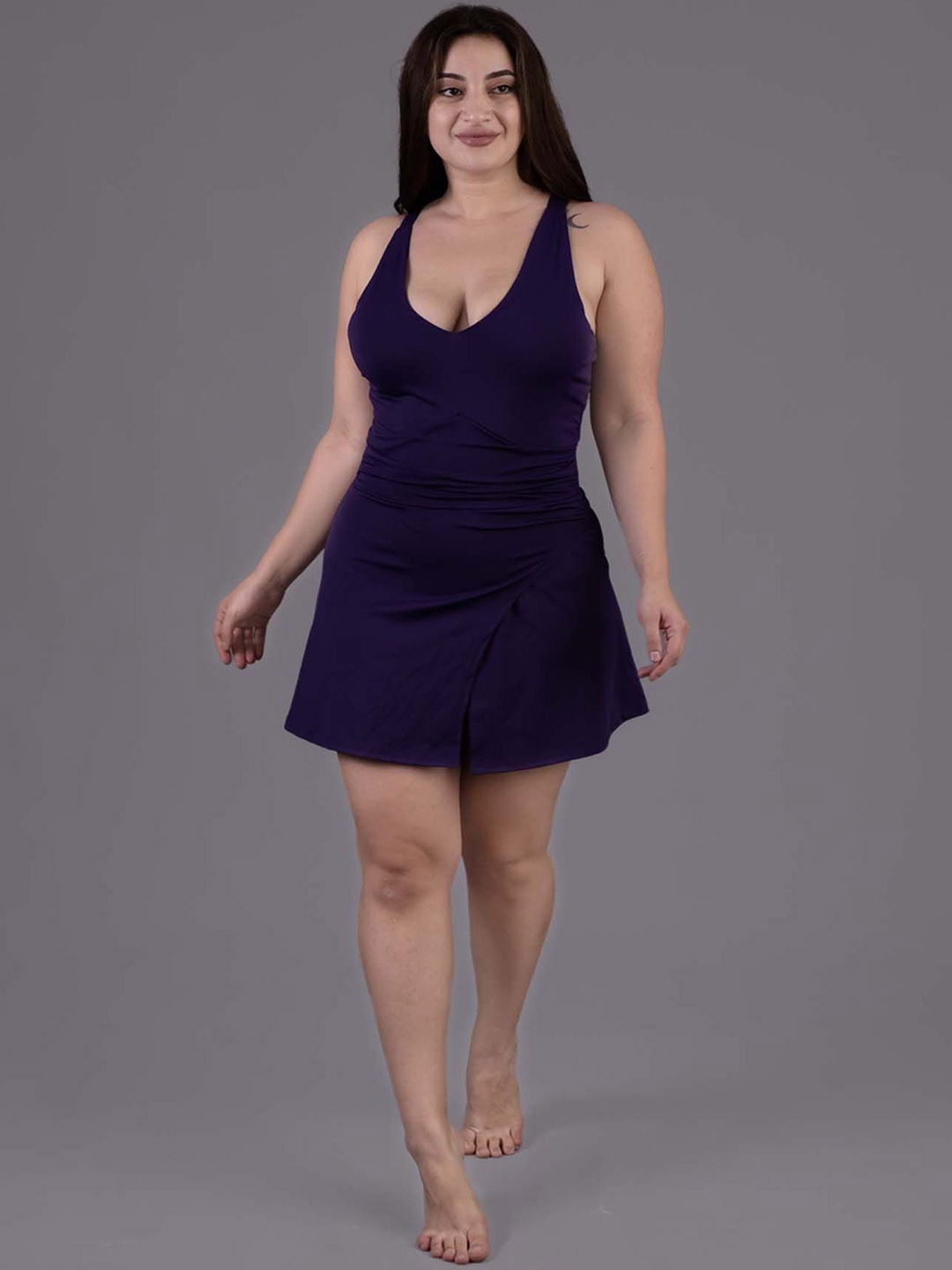 

Keepfit Women Swim Dress with Attached Boy-Shorts, Navy blue