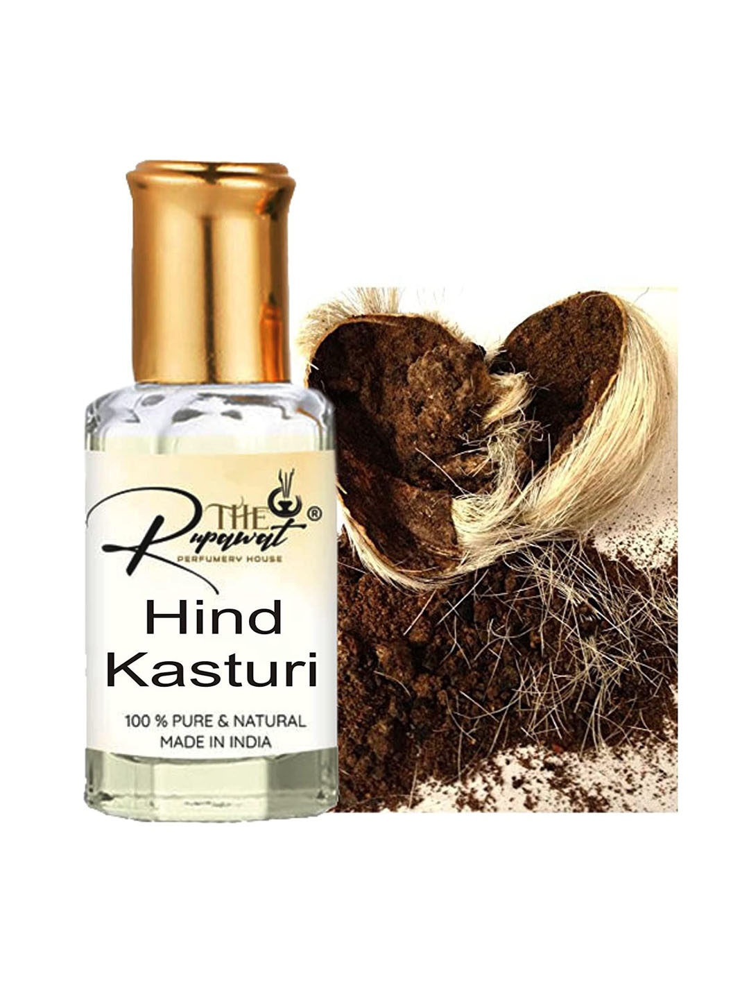 

THE RUPAWAT Perfumery House Hind Kasturi Natural Alcohol-Free Attar - 12 ml, Transparent