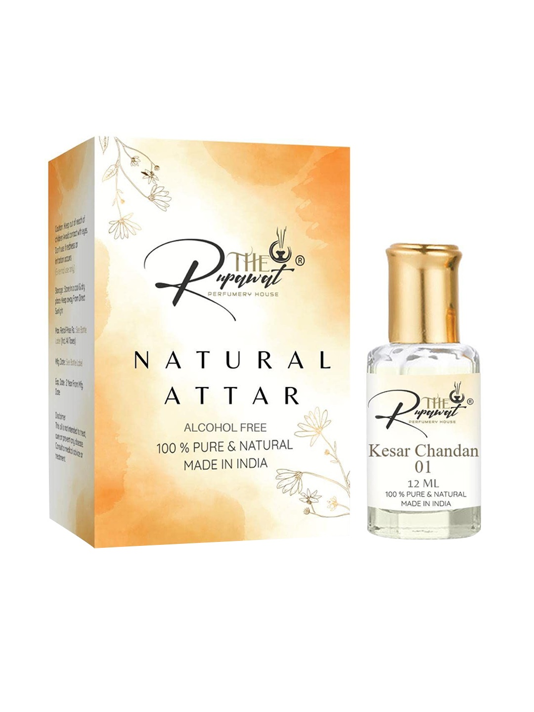 

THE RUPAWAT Perfumery House Kesar Chandan 01 100% Pure & Natural Alcohol-Free Attar- 12 ml, Transparent