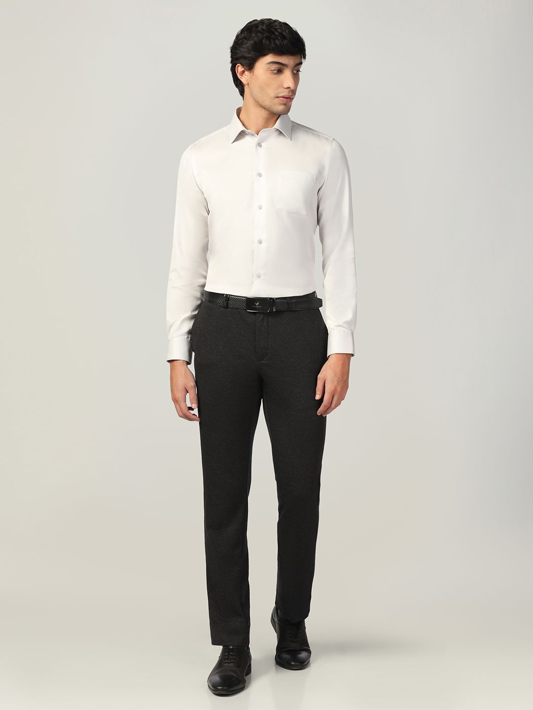 

Blackberrys Men India Slim Spread Collar Solid Cotton Slim Fit Formal Shirt, Grey