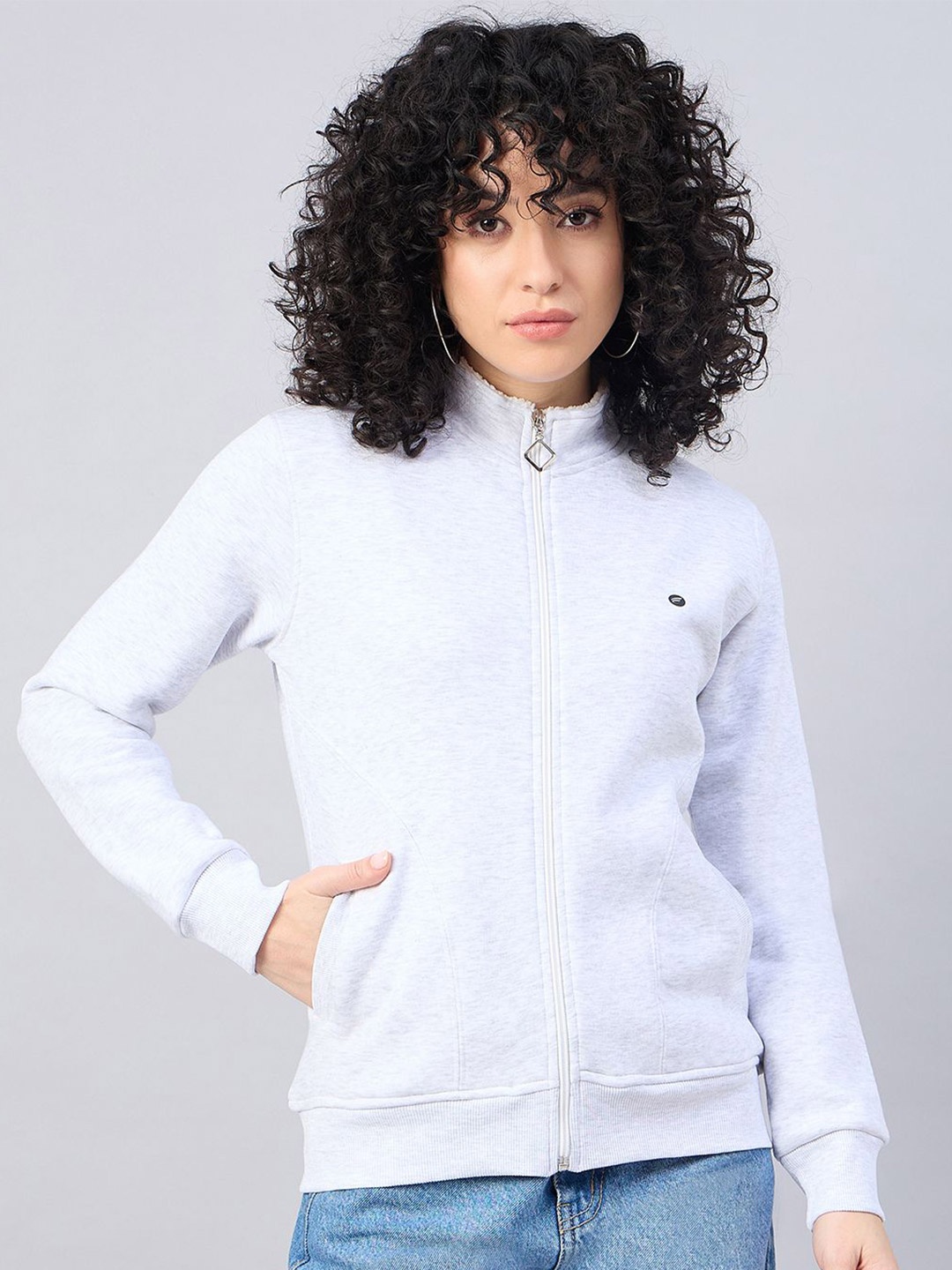 

FEMEA Women Mock Collar Sweatshirt, Grey