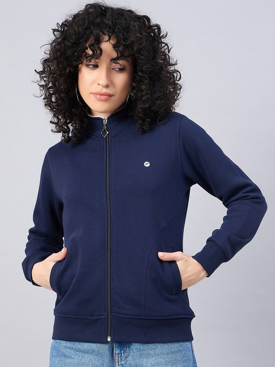 

FEMEA Women Front Open Sweatshirt, Navy blue