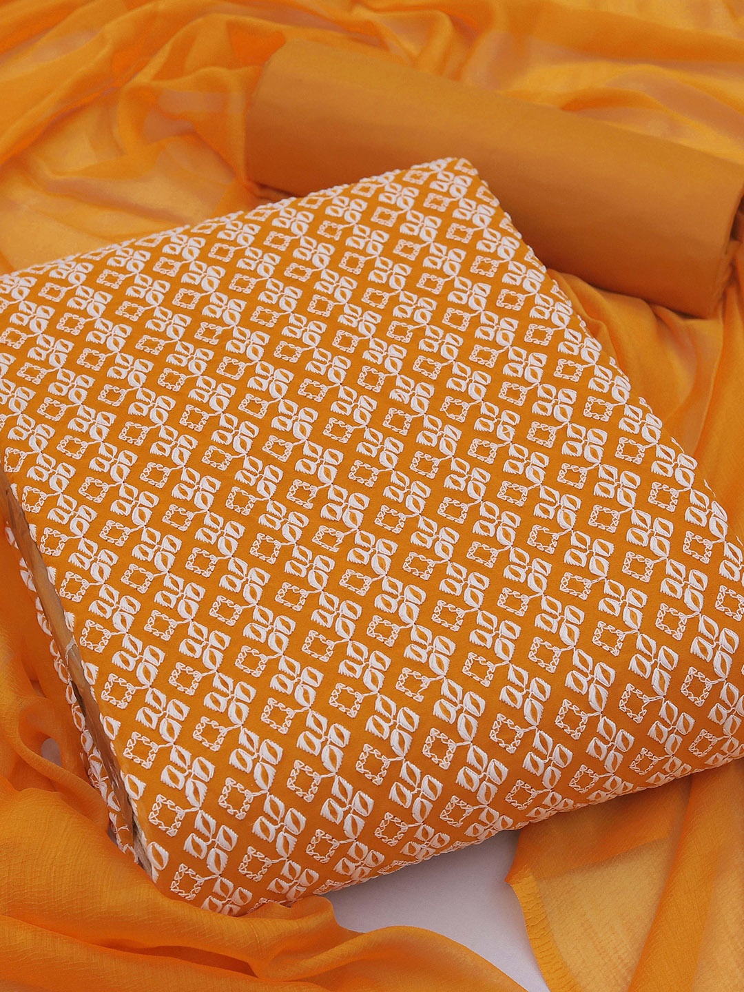 

Maroosh Ethnic Motifs Thread Embroidered Unstitched Dress Material, Orange