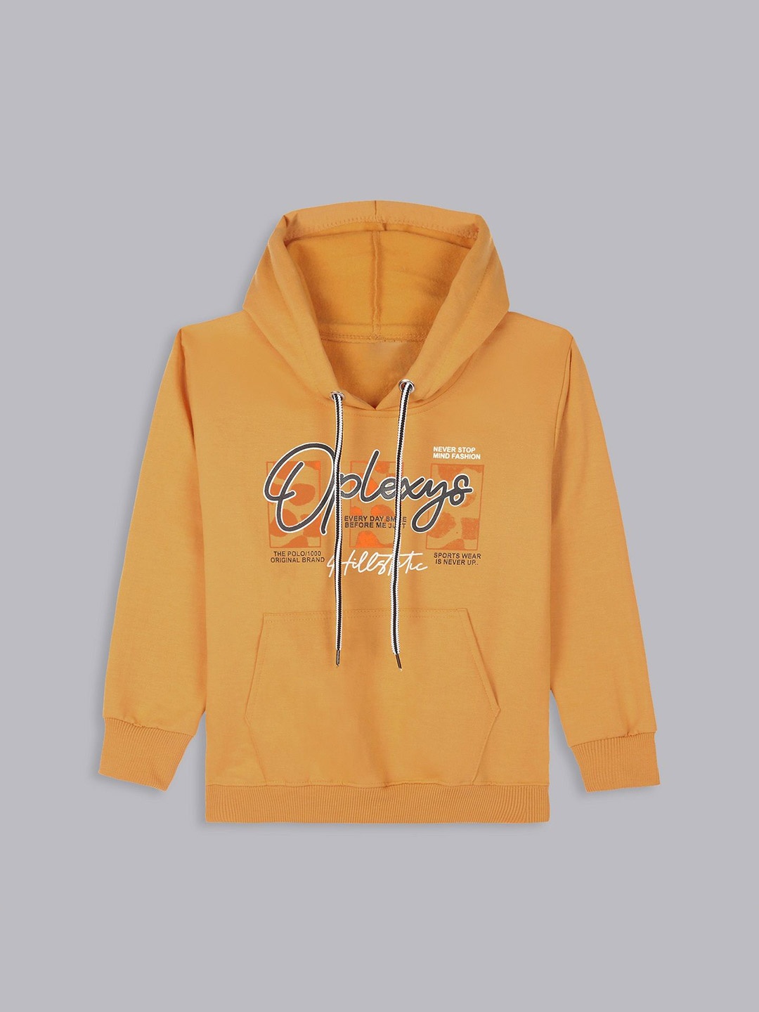 

BAESD Kids Graphic Printed Hooded Sweatshirt, Mustard