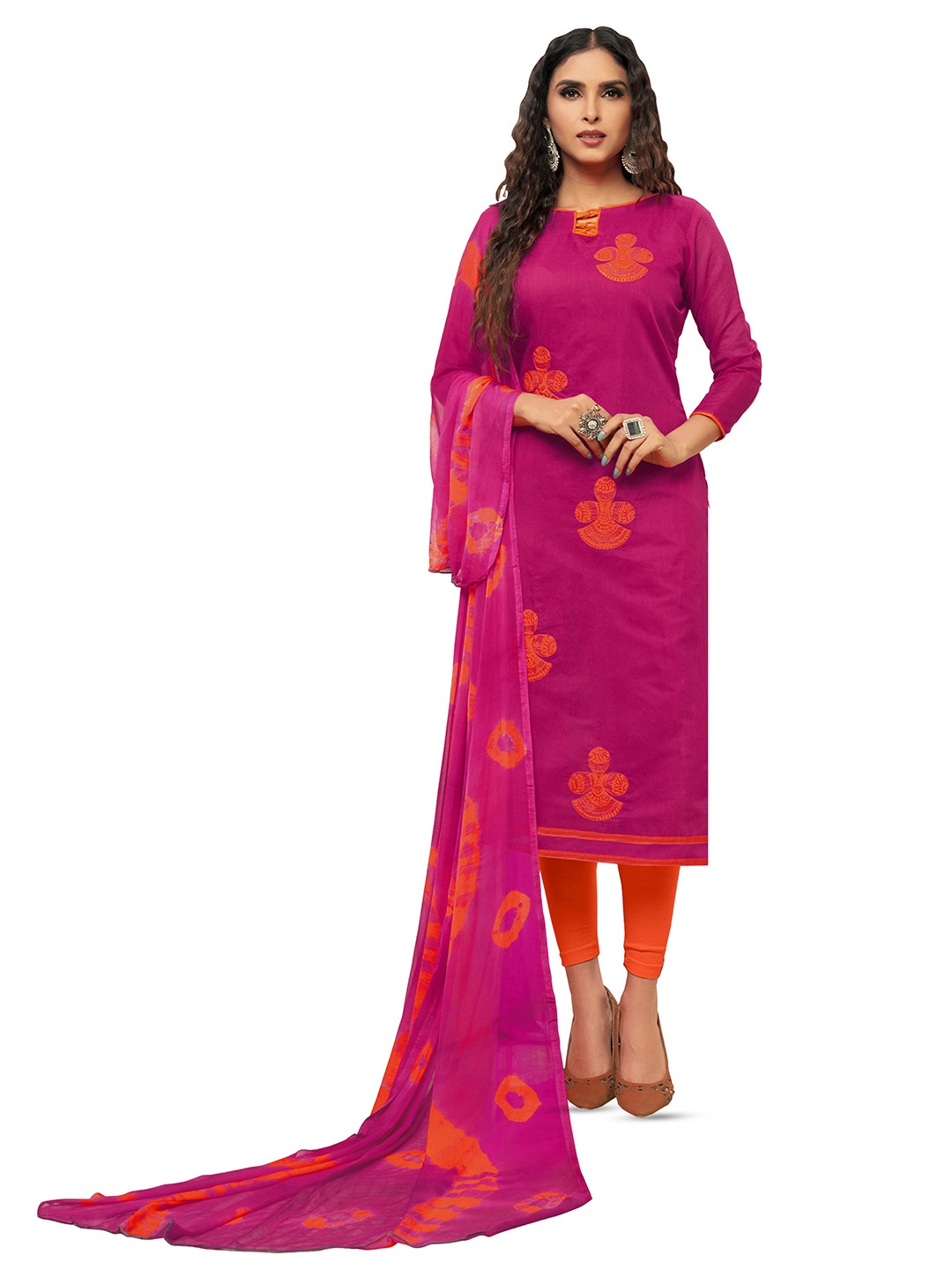 

Maroosh Ethnic Motifs Embroidered Unstitched Dress Material, Pink