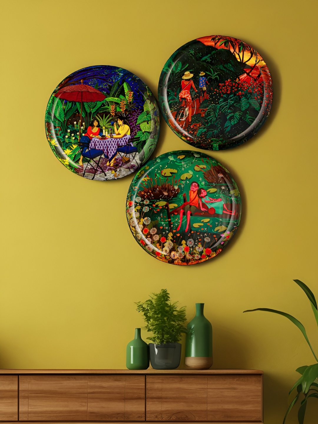 

Homspurts Green & Red 3 Pieces Bonded Moments Printed Wall Plates