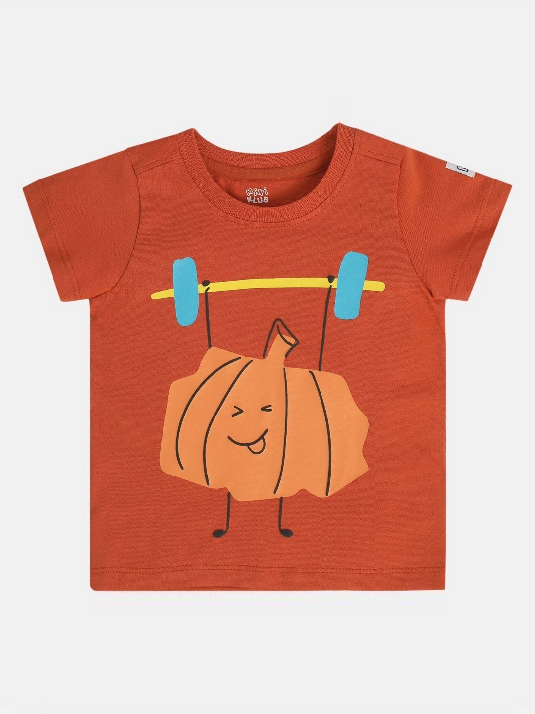 

MINI KLUB Boys Graphic Printed Round Neck Cotton T-shirt, Rust