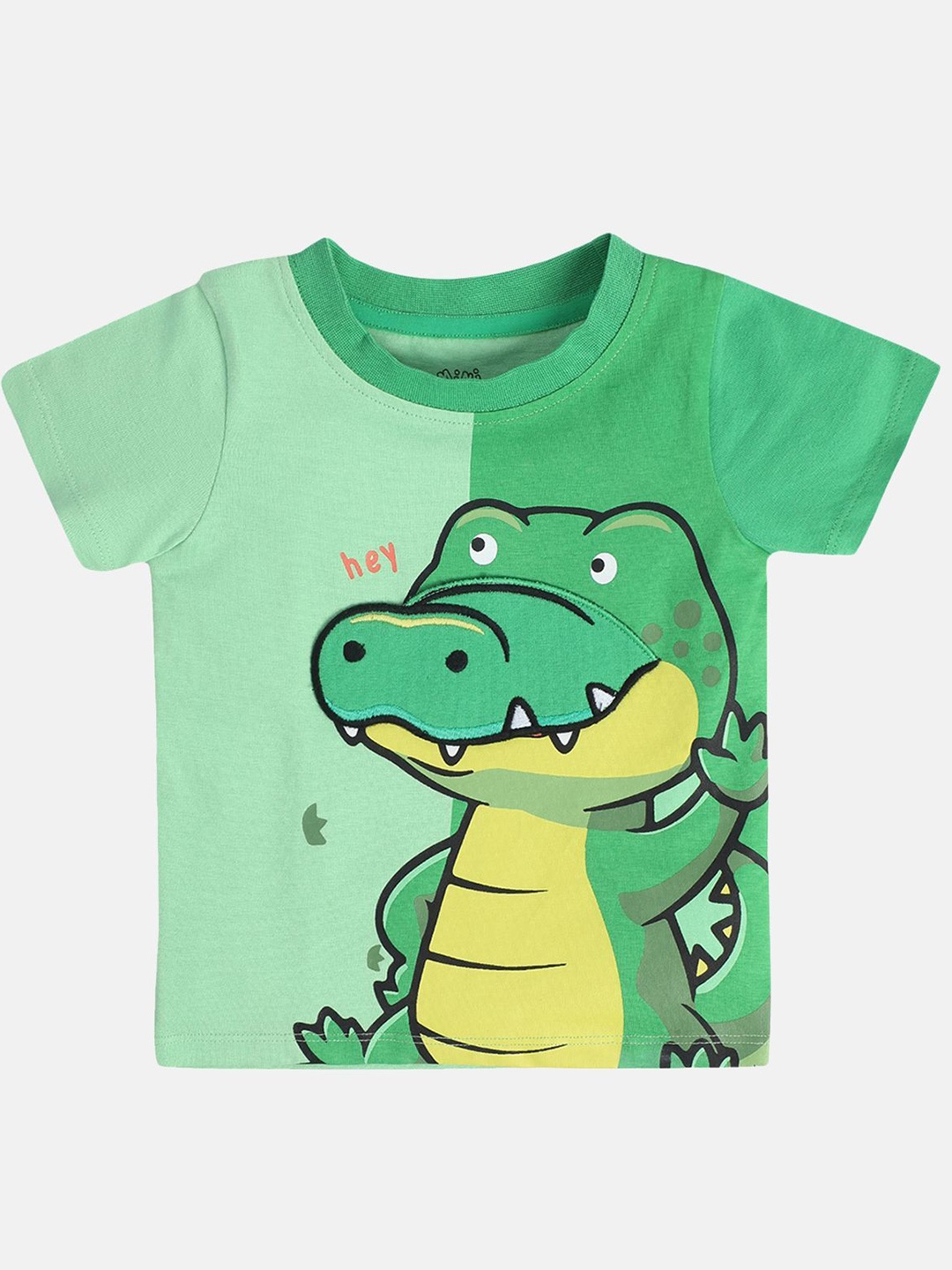 

MINI KLUB Boys Animal Printed Round Neck Cotton T-shirt, Green