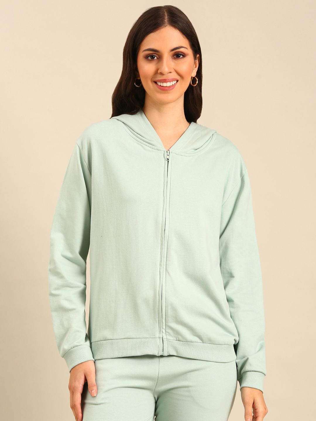 

De Moza Women Hooded Sweatshirt, Sea green