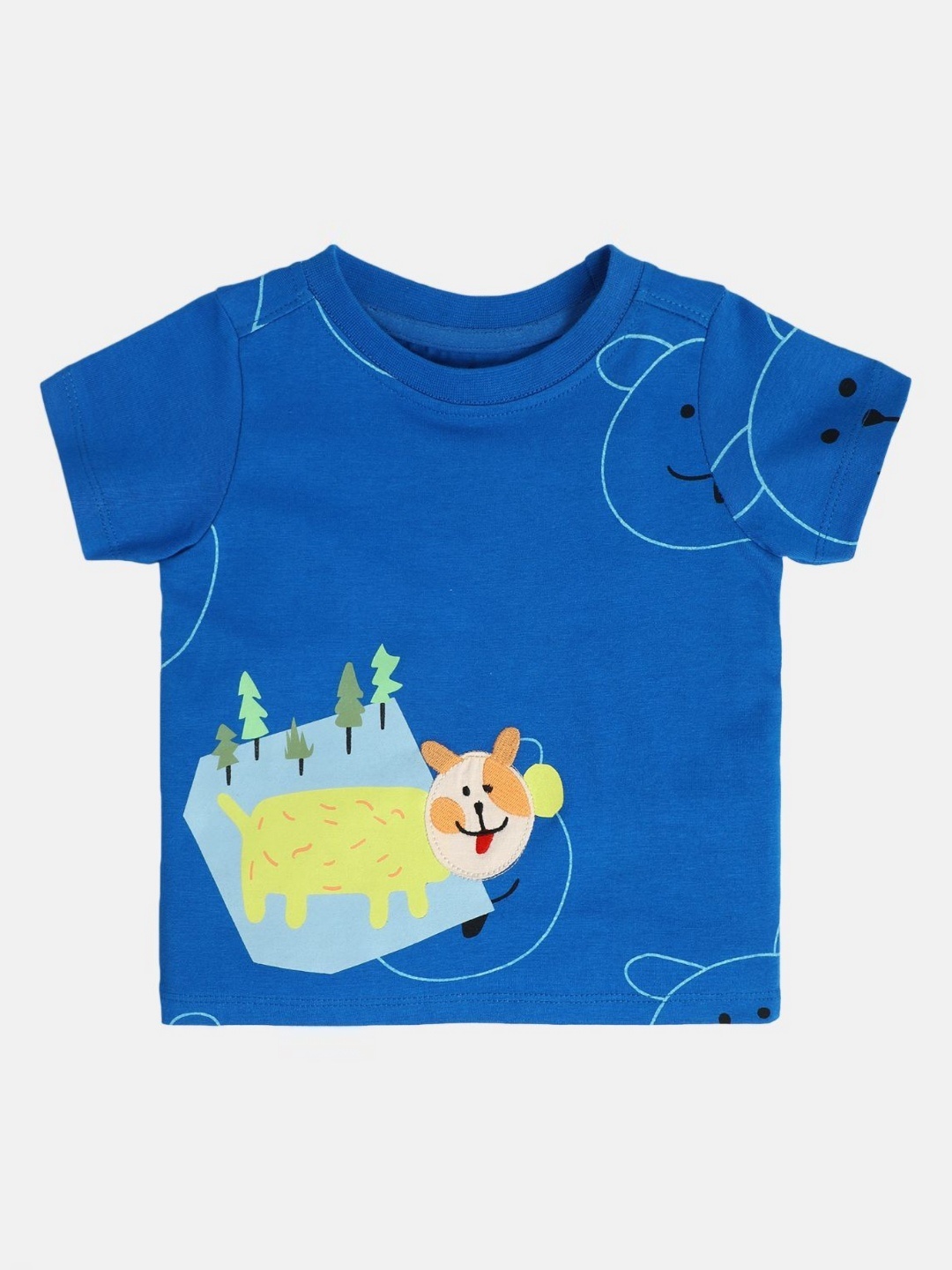 

MINI KLUB Boys Animal Printed Round Neck Cotton T-shirt, Blue