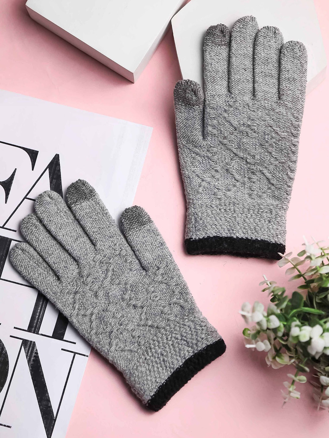 

Brauch Women Patterned Winter Gloves, Grey