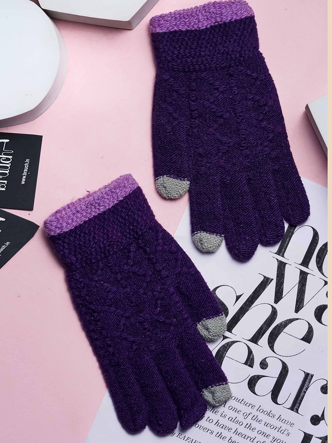 

Brauch Women Patterned Winter Gloves, Purple
