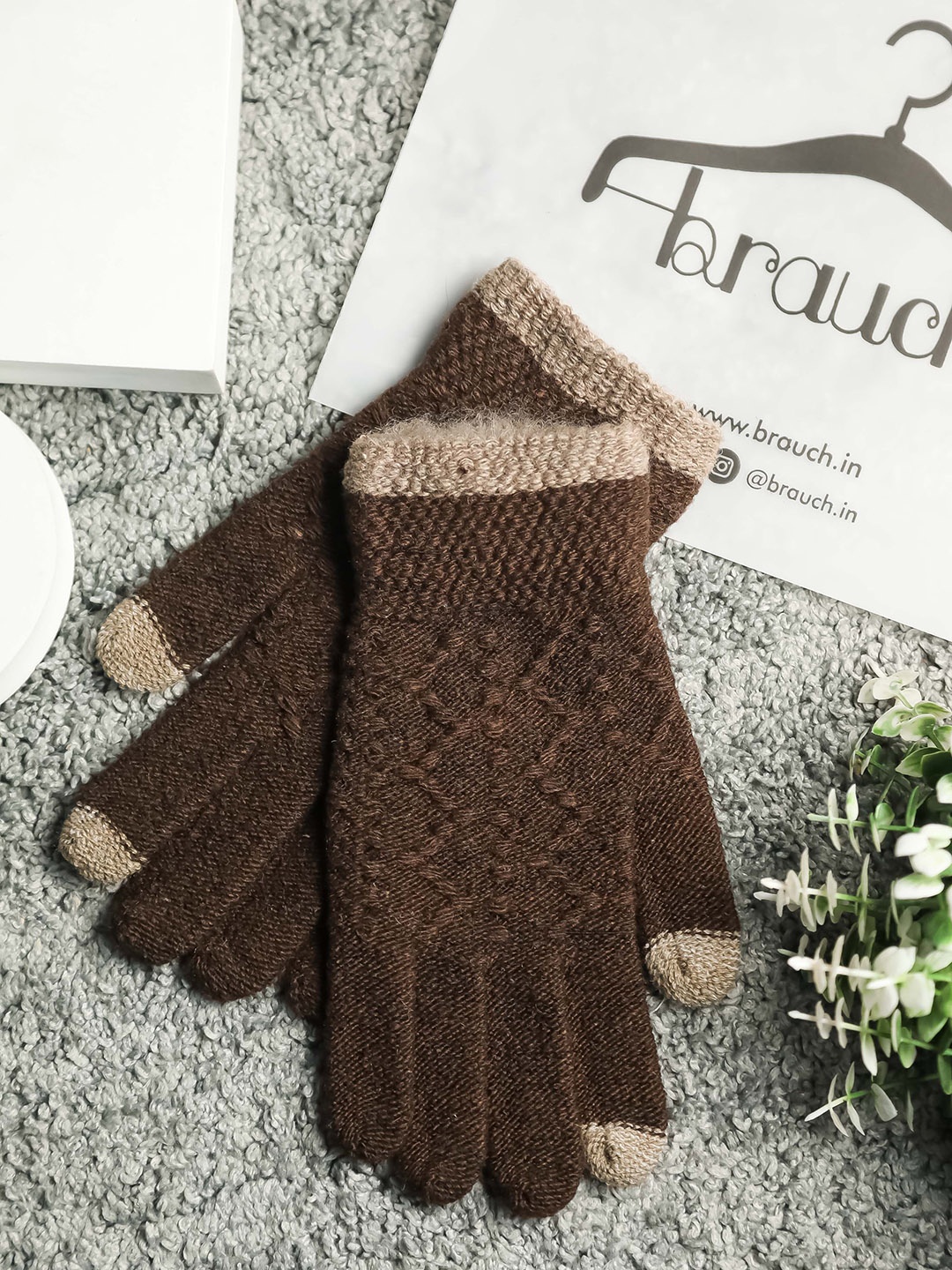 

Brauch Women Patterned Winter Gloves, Brown