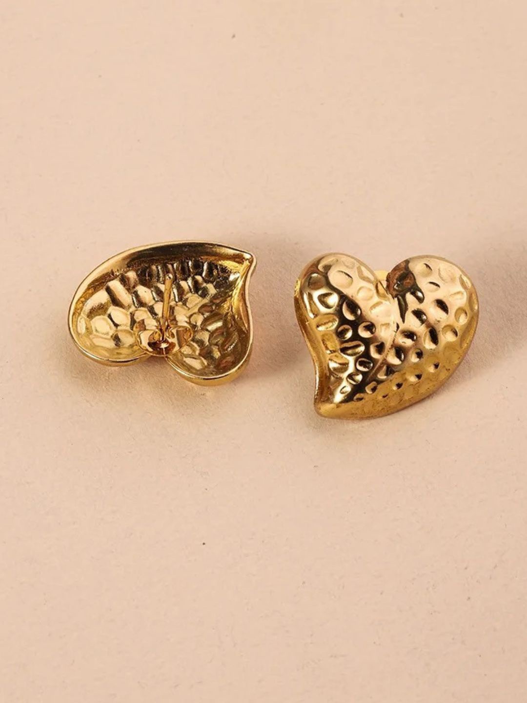 

PUTSTYLE Gold-Plated Stainless Steel Heart Shaped Drop Earrings