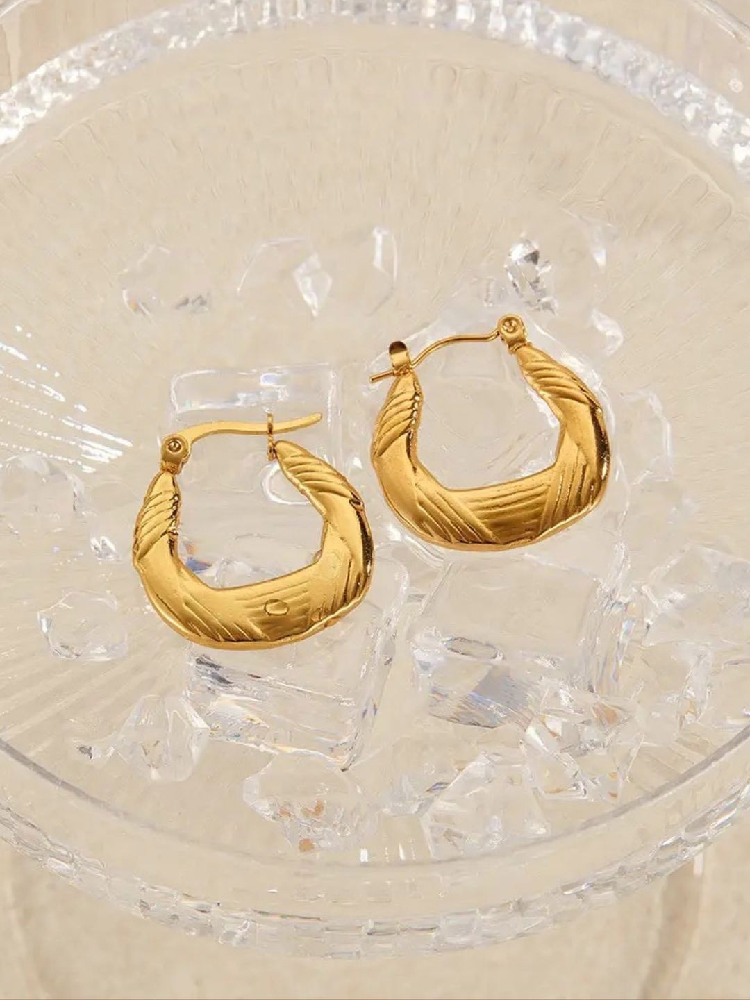 

PUTSTYLE Gold-Plated Vintage Stainless Steel Hoop Earrings