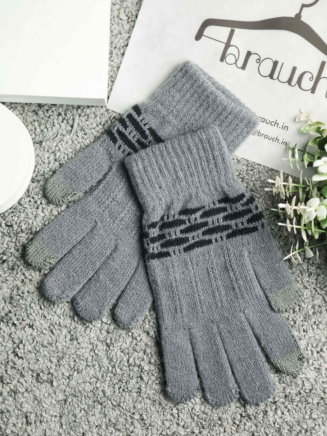 

Brauch Men Patterned Winter Gloves, Grey