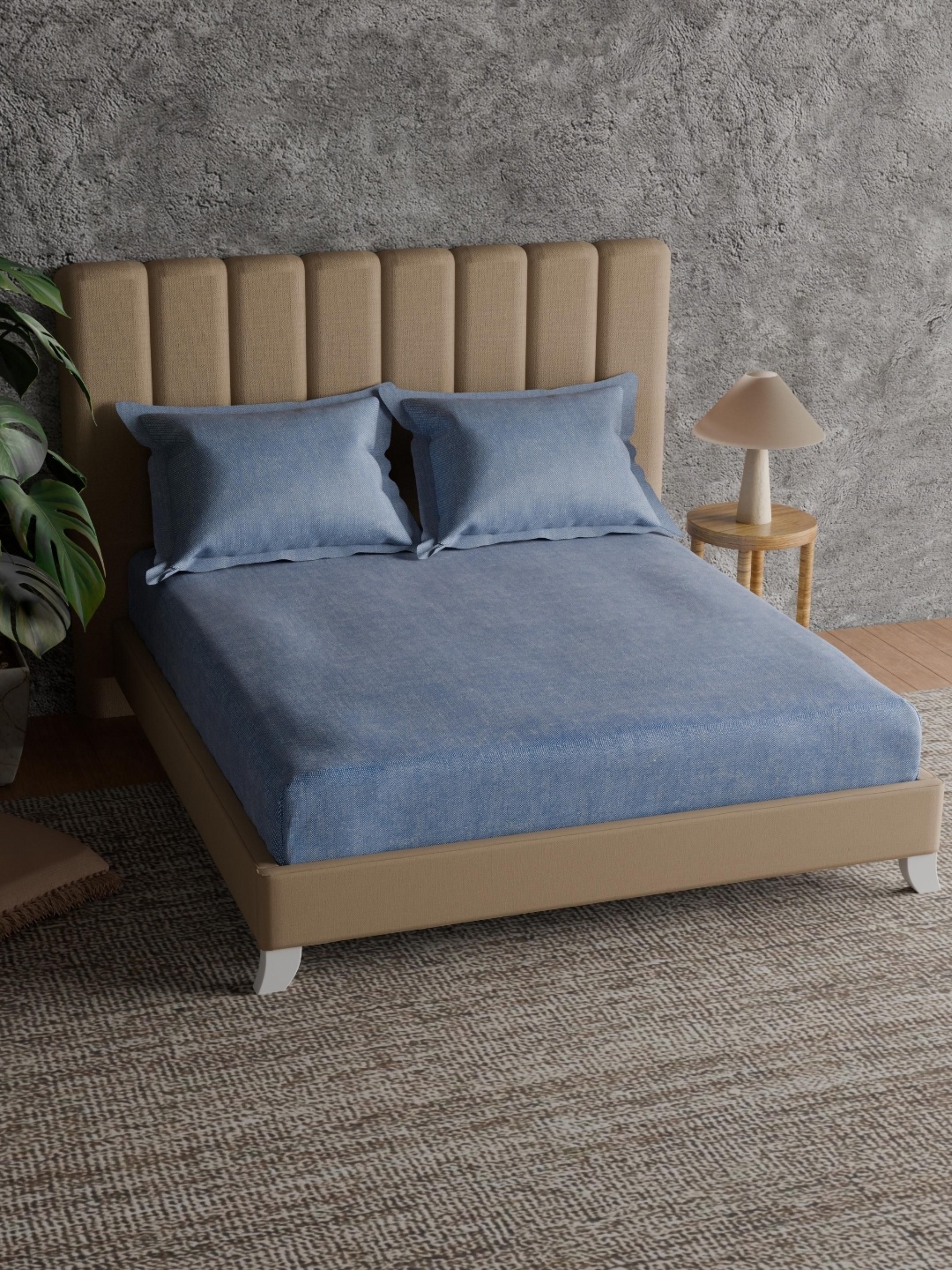 

Himeya Blue 144 TC Pure Cotton King Bedsheet Set 2.24 m x 2.50 m