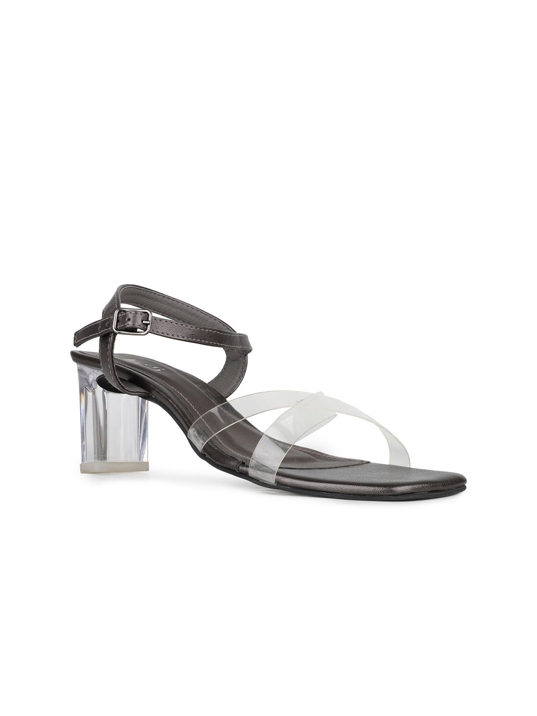 

Inc 5 Women Open Toe Block Sandals with Buckle, Transparent