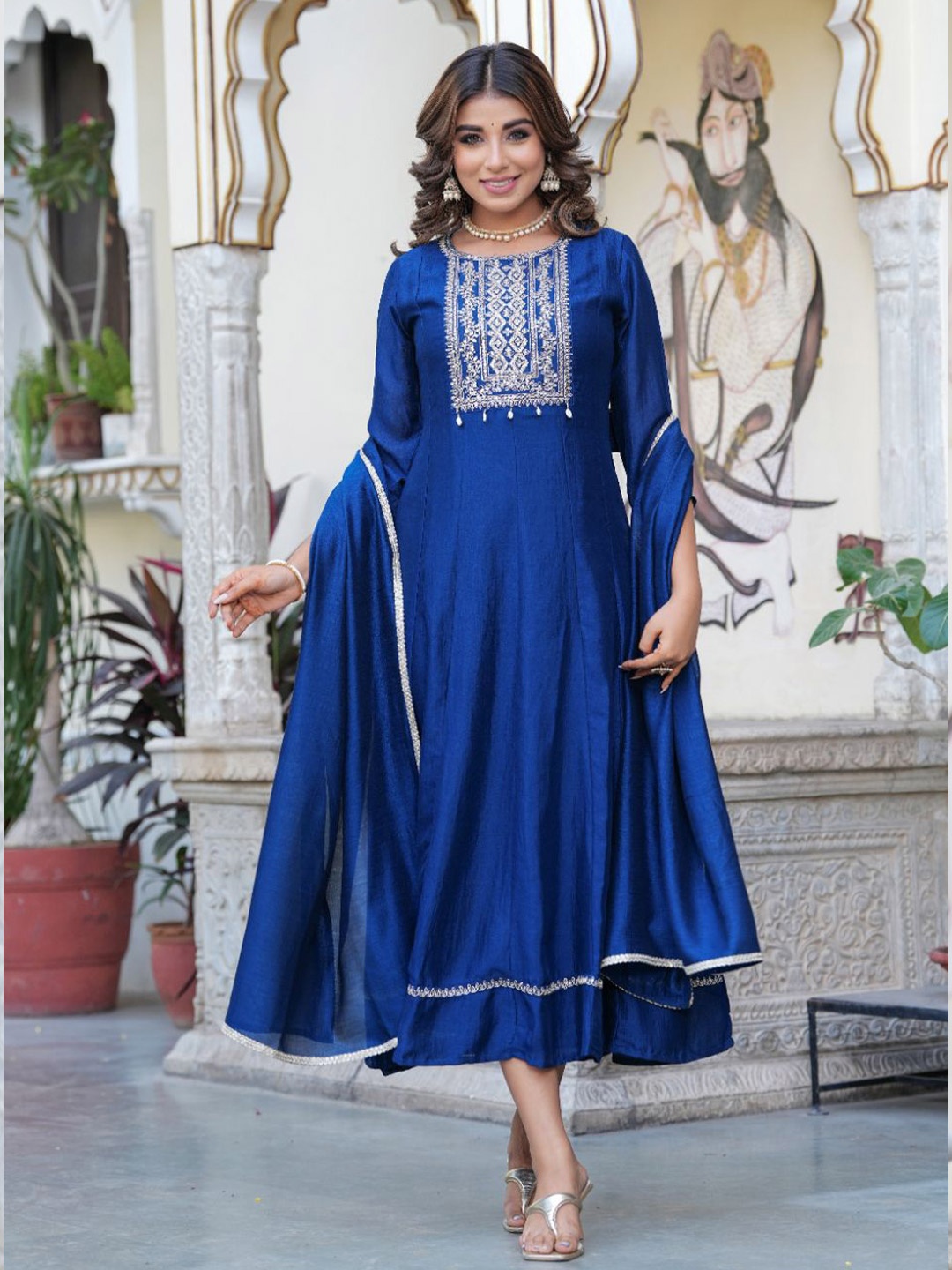 

KALINI Women Embroidered Gown Dress, Blue