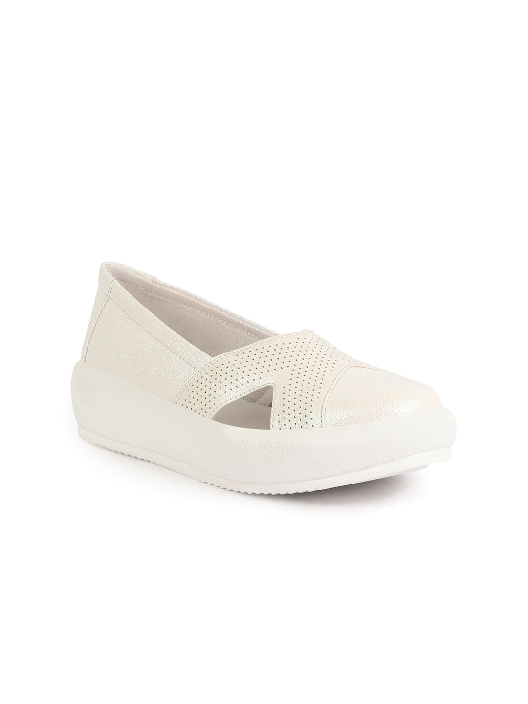 

FAUSTO Women Lightweight Perforations Slip-On Sneakers, White