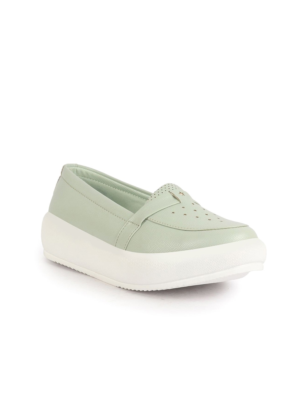 

FAUSTO Women PU Slip-On Sneakers, Green