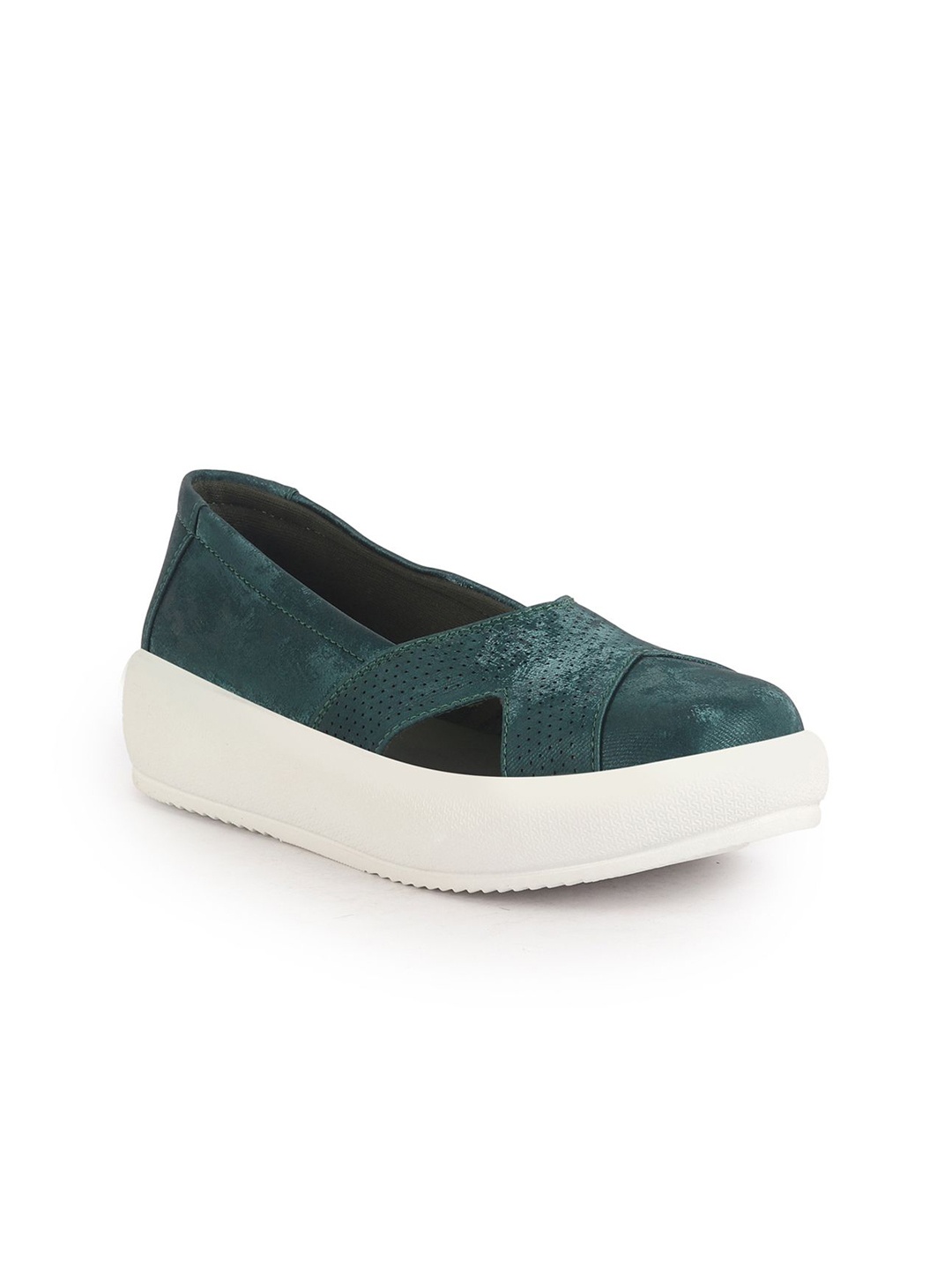 

FAUSTO Women Lightweight Woven Design Slip-On Sneakers, Green