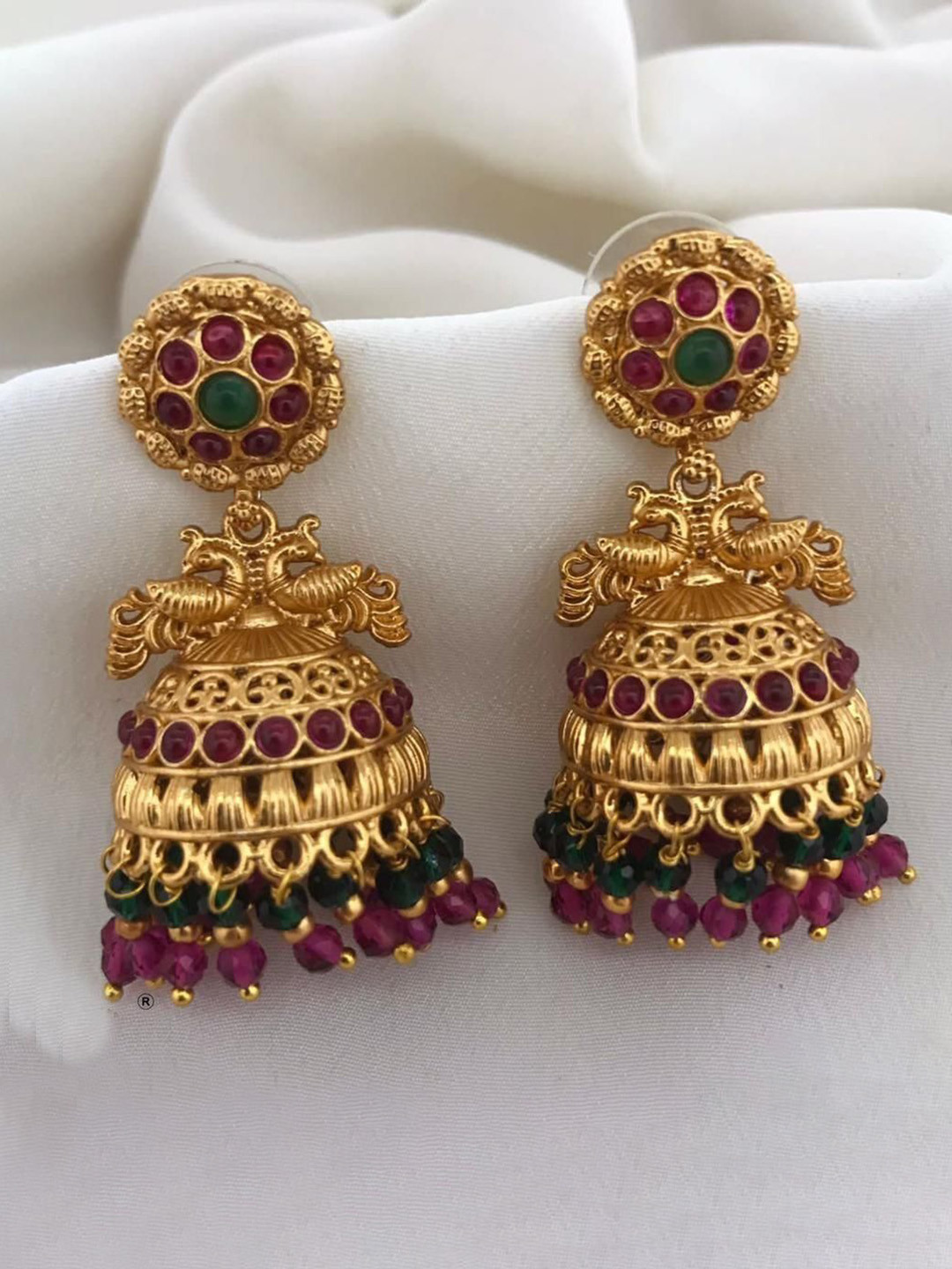 

GRIIHAM Gold-Plated Dome Shaped American Diamond Jhumkas