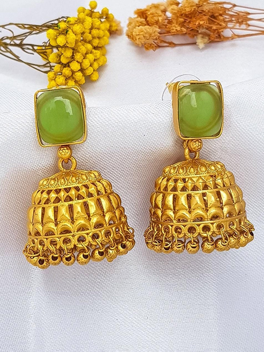

GRIIHAM Gold-Plated Dome Shaped American Diamond Jhumkas