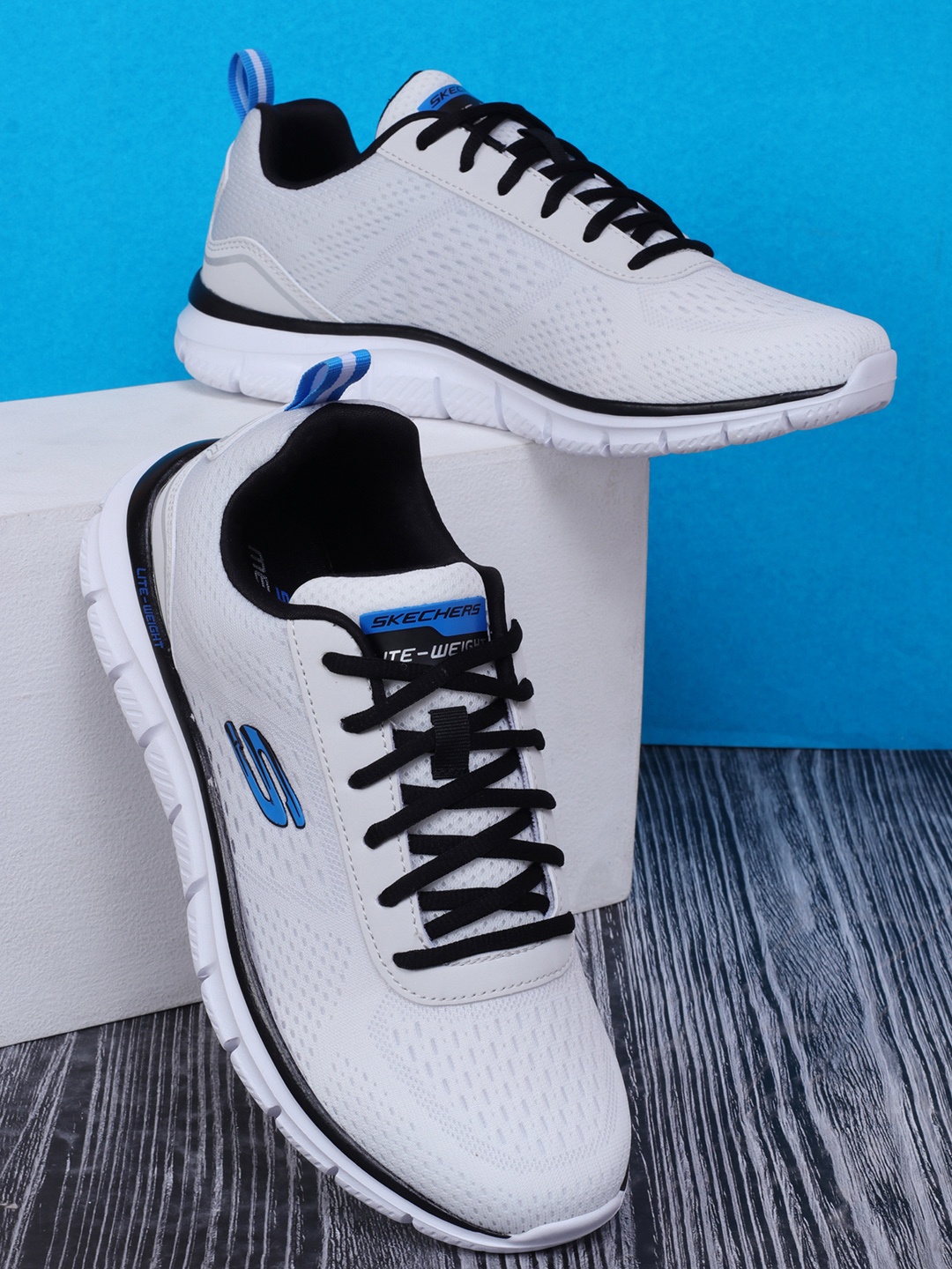 

Skechers Men Track-Ripkent Lace-Up Running Sports Shoes, White