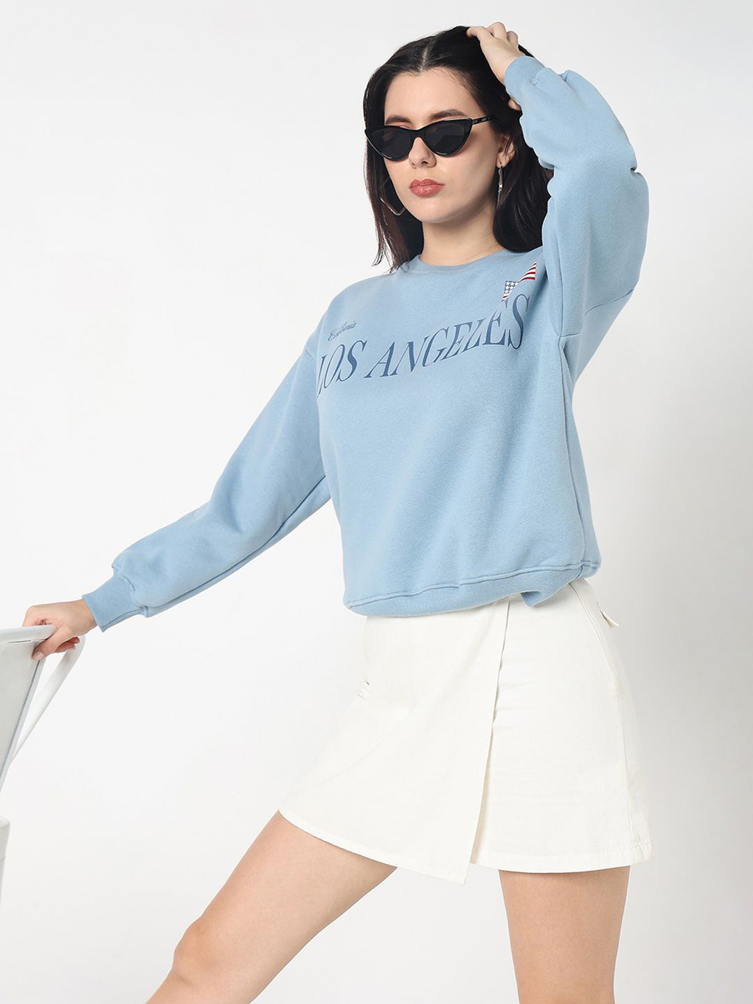 

R&B Women Cotton Sweatshirt, Blue