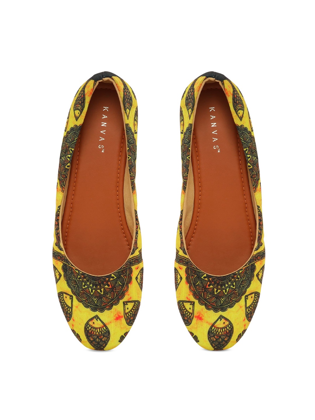 

Kanvas Women Printed Ballerinas Flats, Yellow