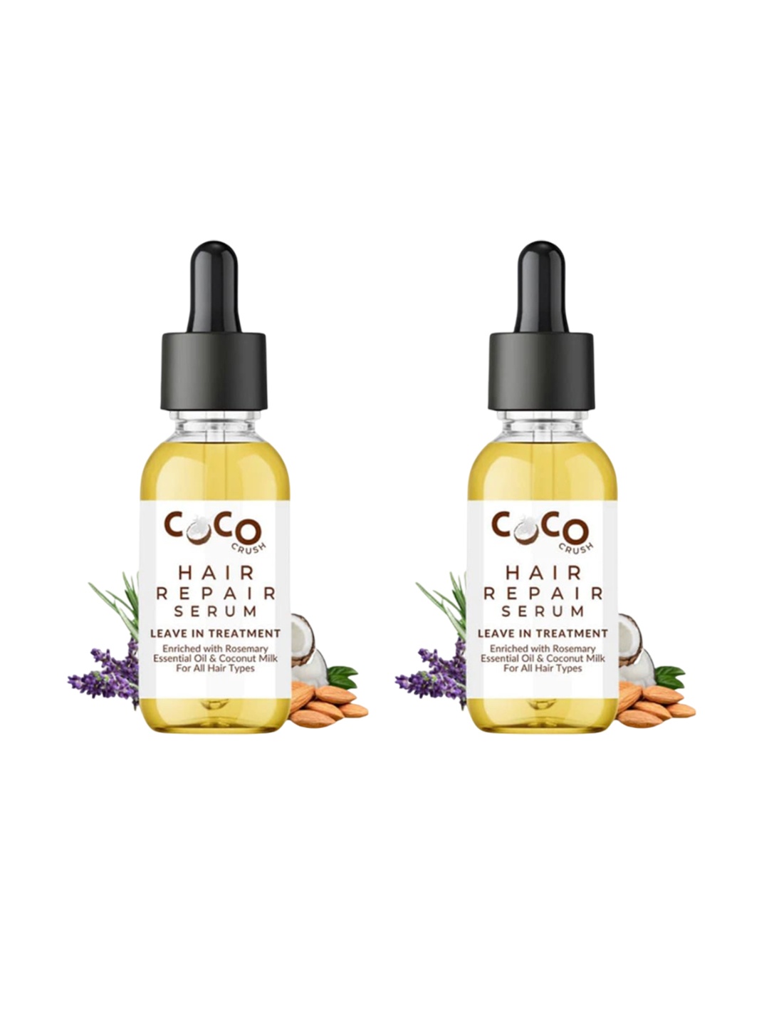 

Coco Crush Set of 2 Leave-In Hair Repair Treatment Serum With Lavender - 30 ml Each, Yellow