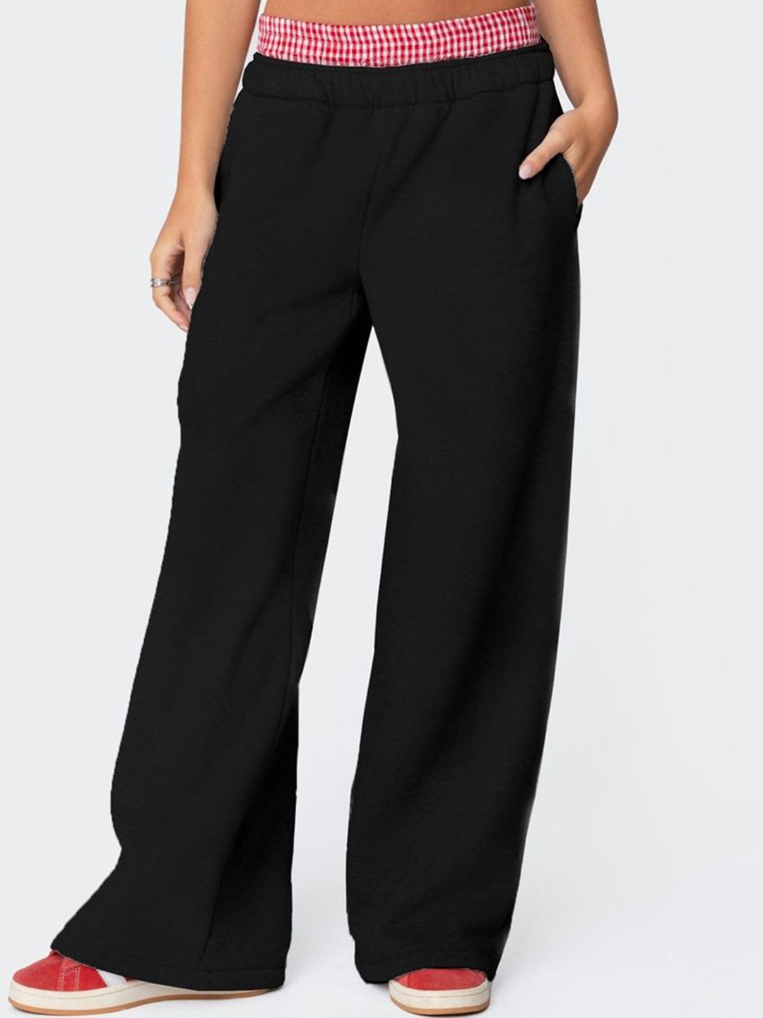 

LULU & SKY Women Straight Fit Trousers, Black