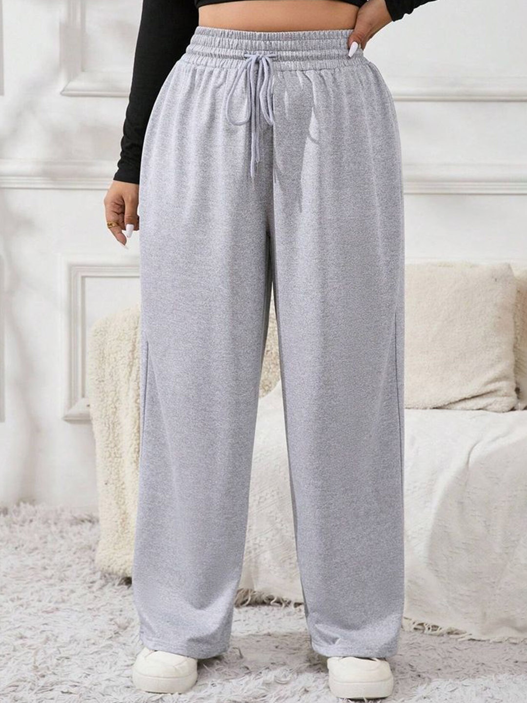 

LULU & SKY Women Straight Fit High-Rise Trousers, Grey