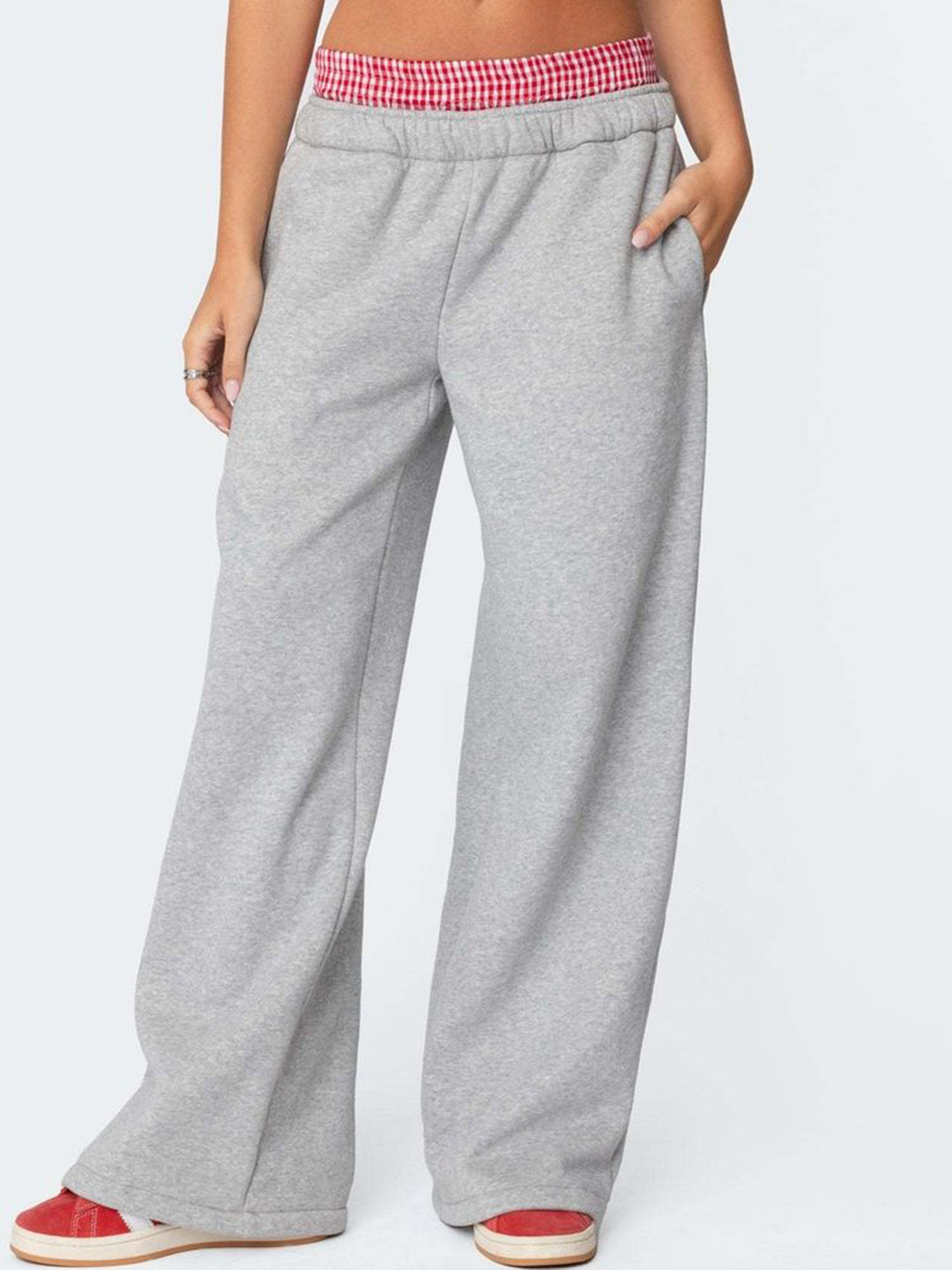 

LULU & SKY Women Straight Fit Trousers, Grey