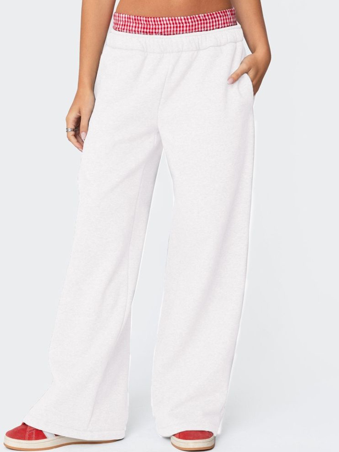 

LULU & SKY Women Straight Fit Trousers, White