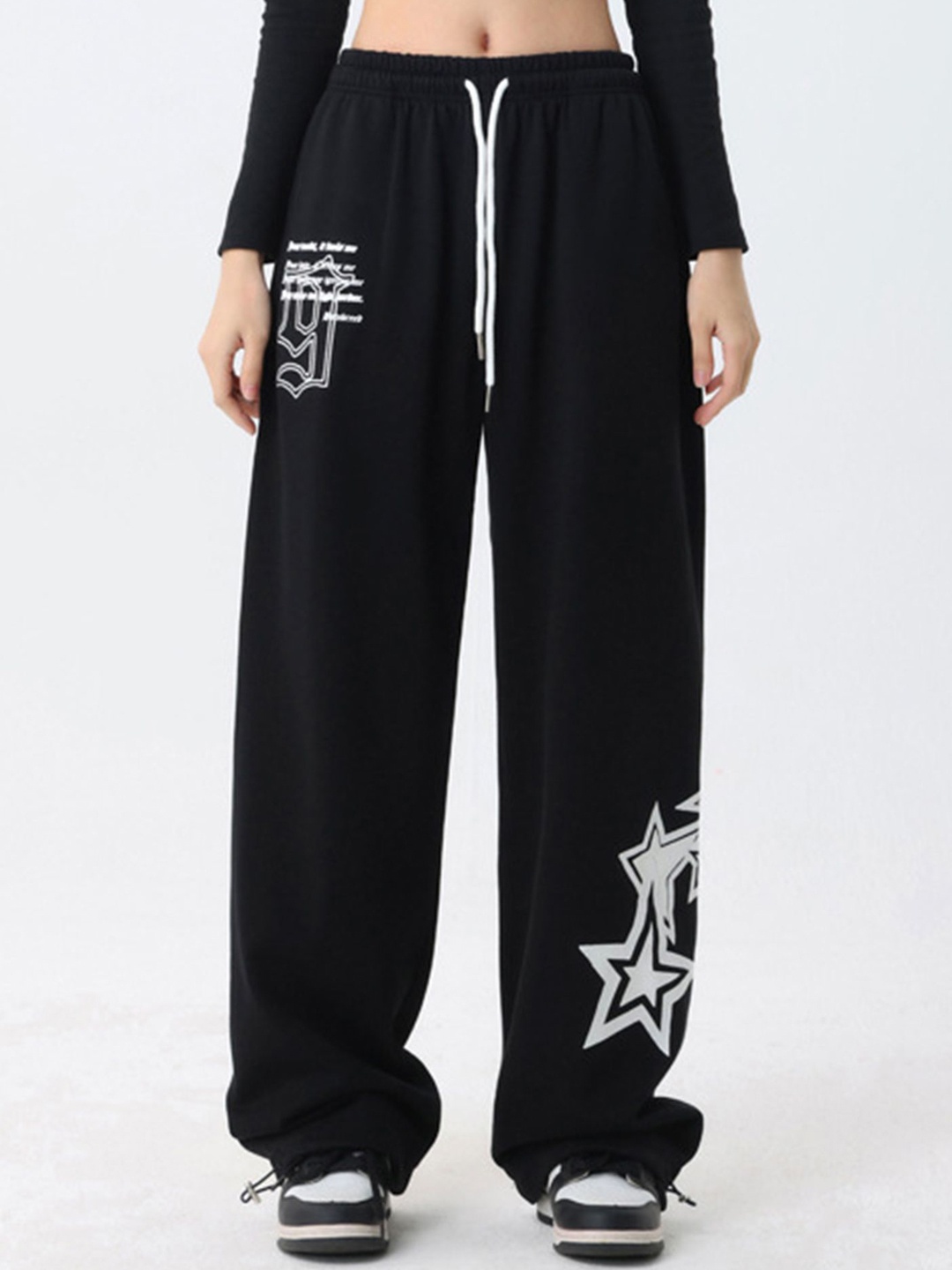 

LULU & SKY Women Straight Fit High-Rise Trousers, Black
