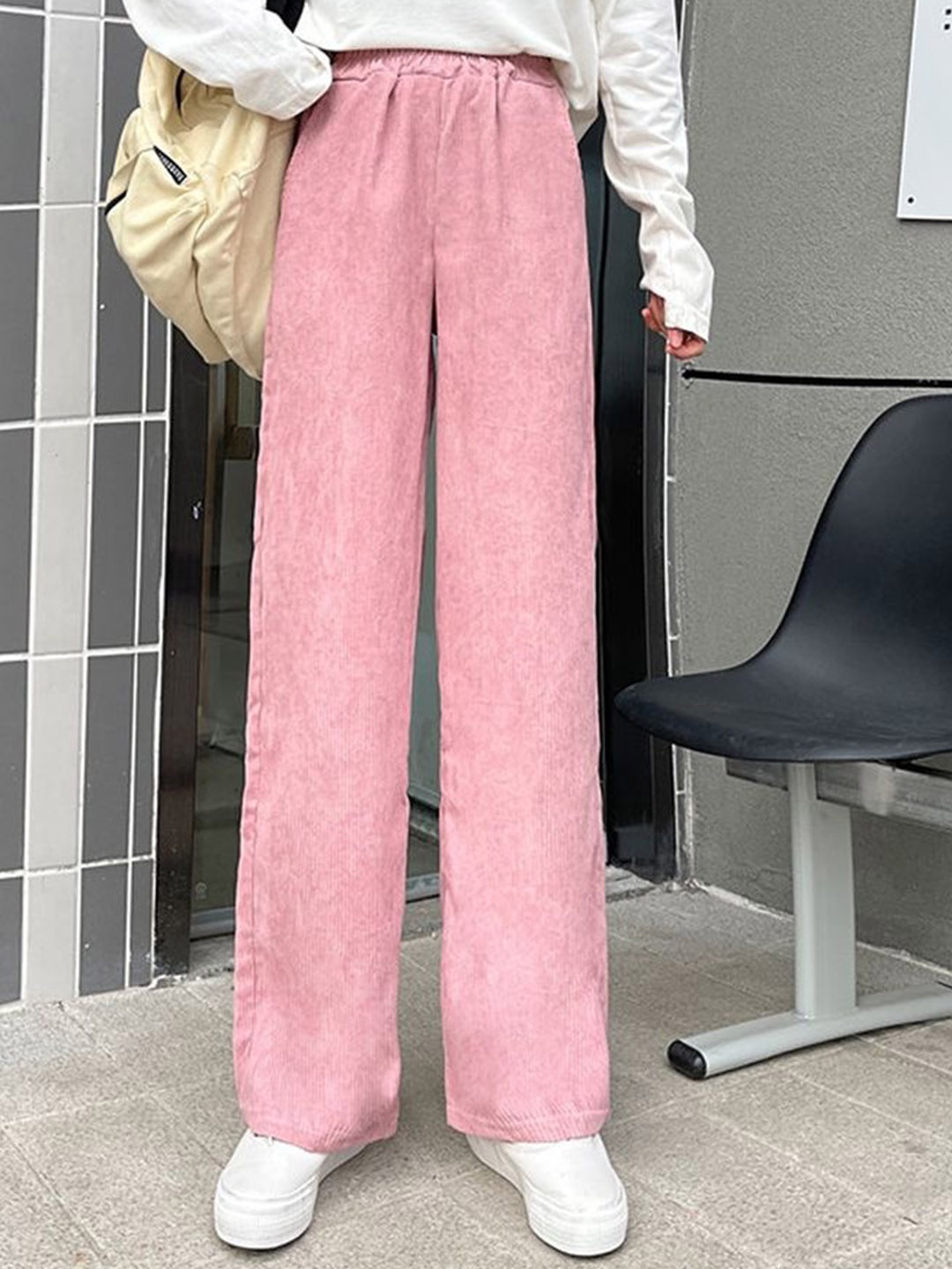 

LULU & SKY Women Straight Fit High-Rise Trousers, Pink