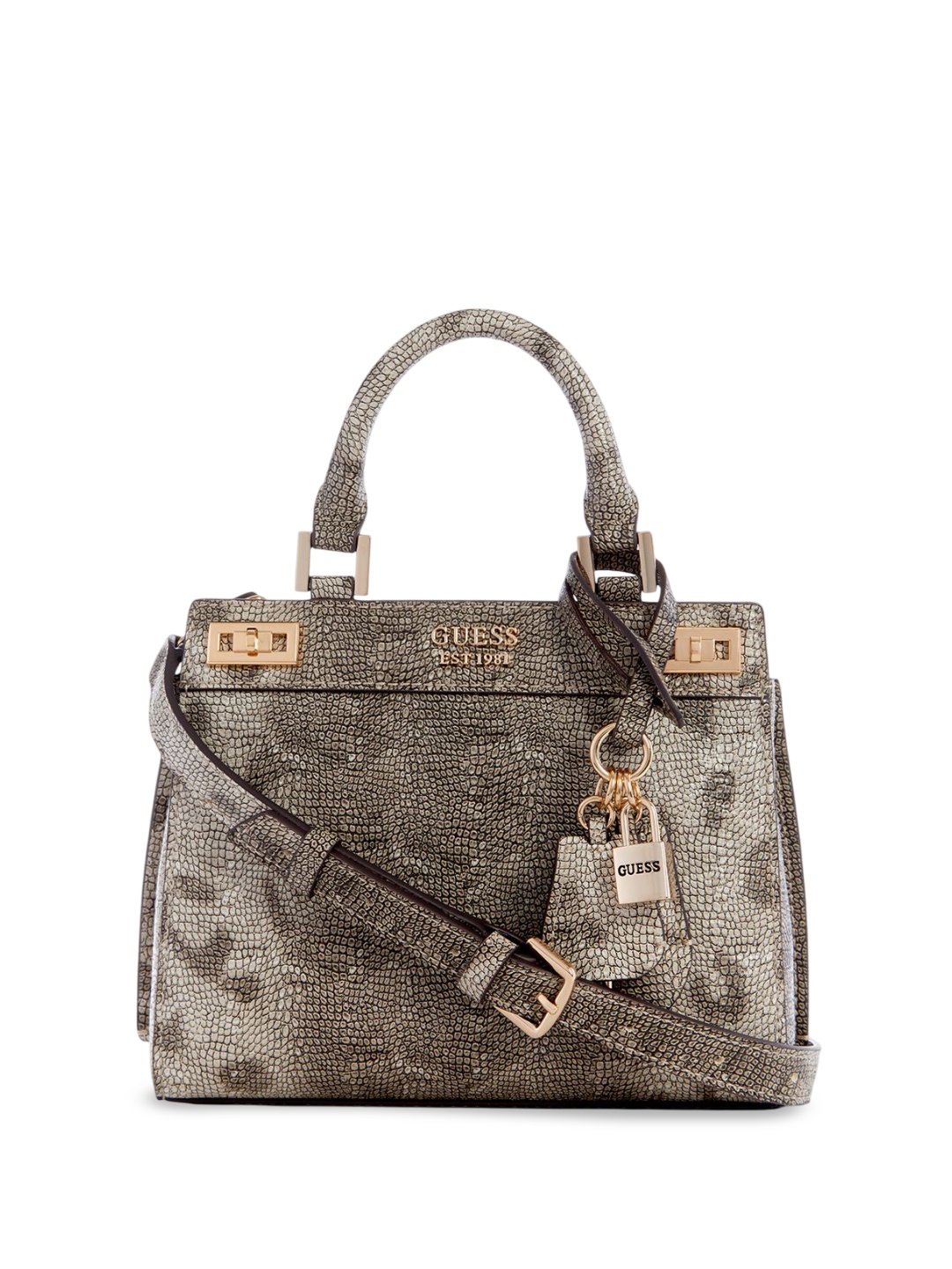 

GUESS Textured PU Satchel, Charcoal